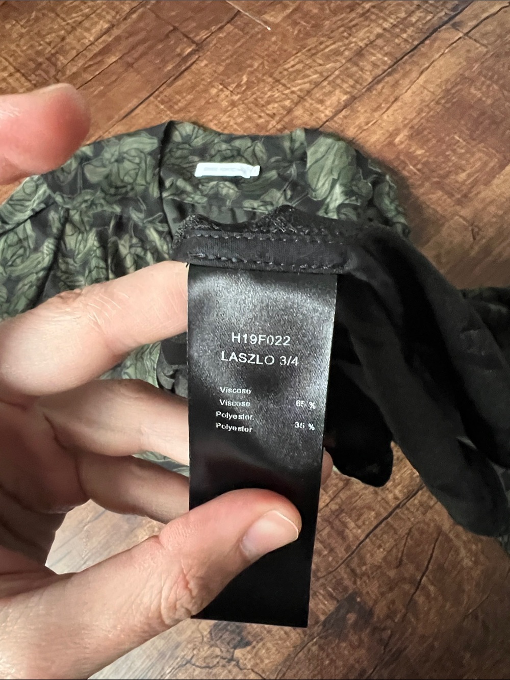ANNE FONTAINE green and black floral leaf print 3/4 long sleeve top shirt blouse - Picture 5 of 11